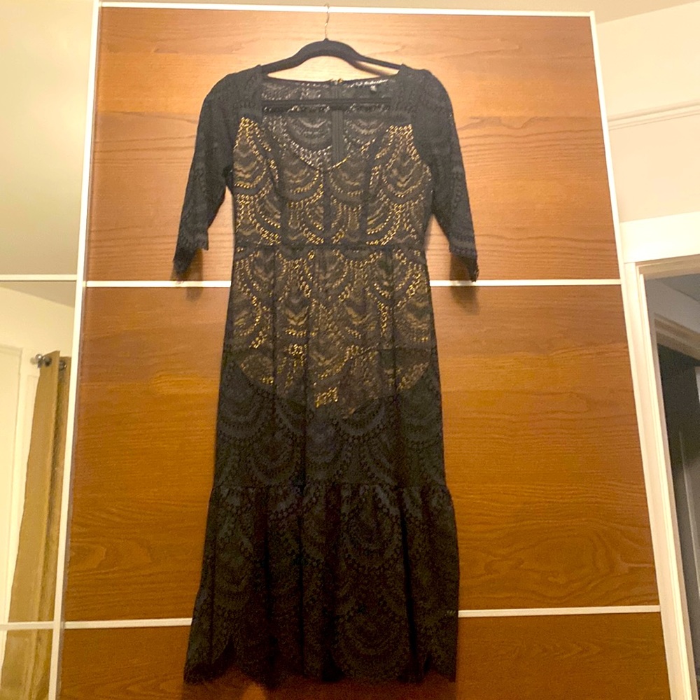 Size Medium black lace For Love and Lemons midi dress